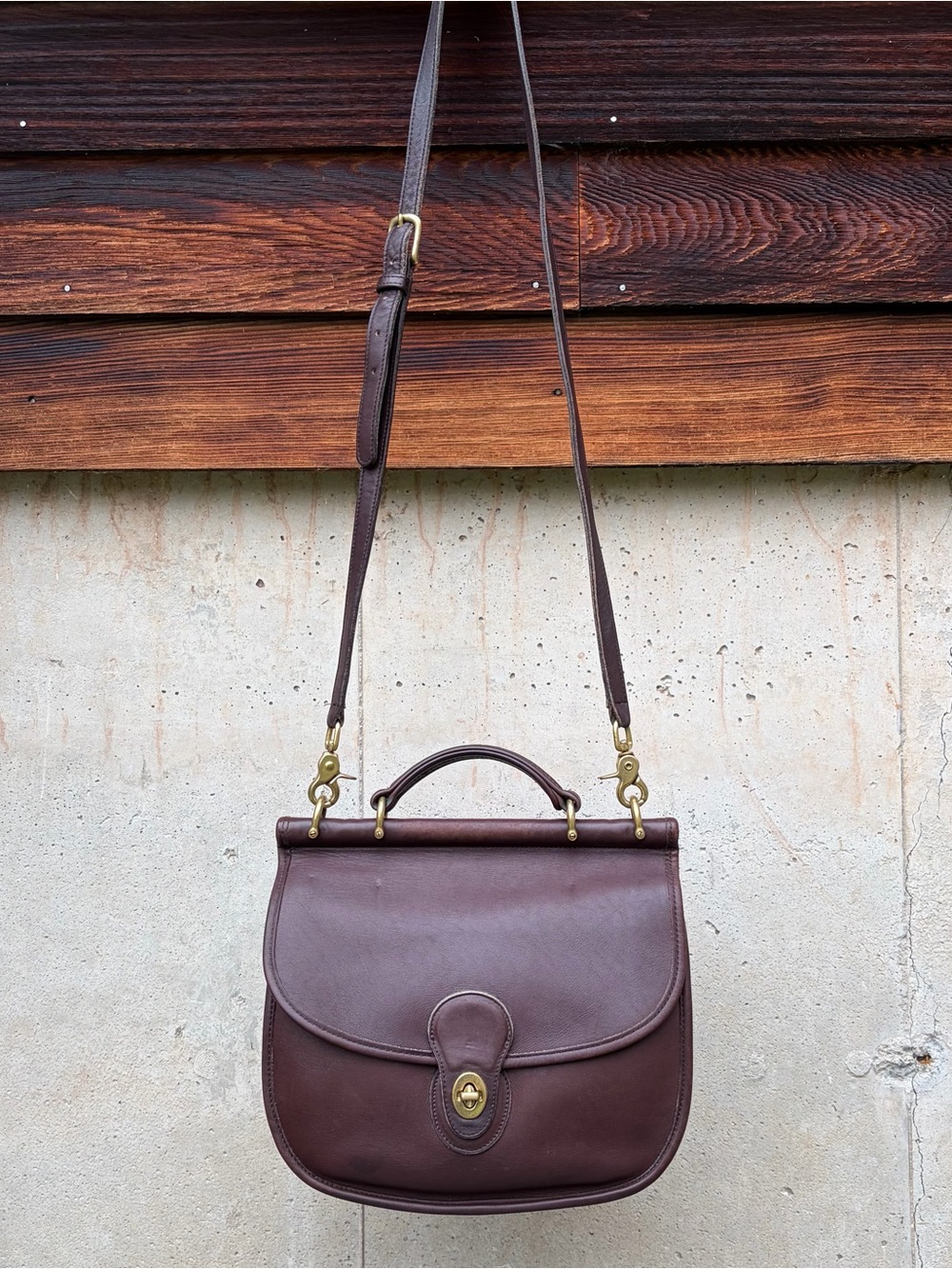 *RARE* Coach Sherbourne #9987 Mahogany Leather VTG 90s Top Handle Turnlock Bag - Picture 7 of 13